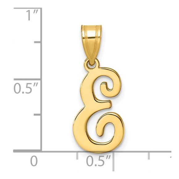 Kazi Luxury 14k Yellow Gold Script Letter E Initial Pendant - Picture 4 of 4